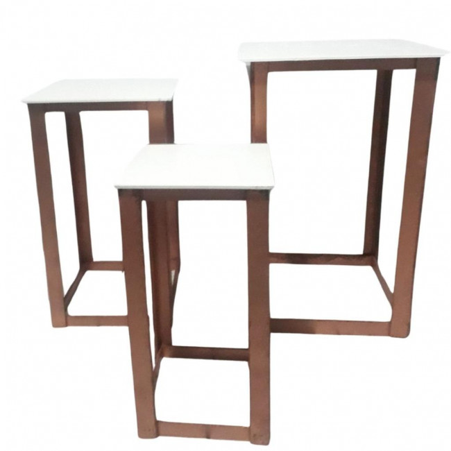 MESA CUBO VAZADA MDF BRANCA E COBRE G