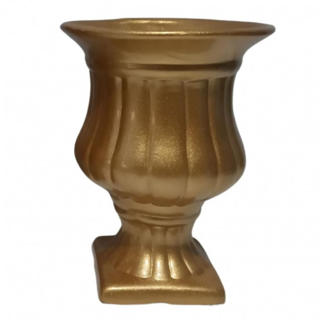 VASO CERÂMICA TAÇA GREGA DOURADO M