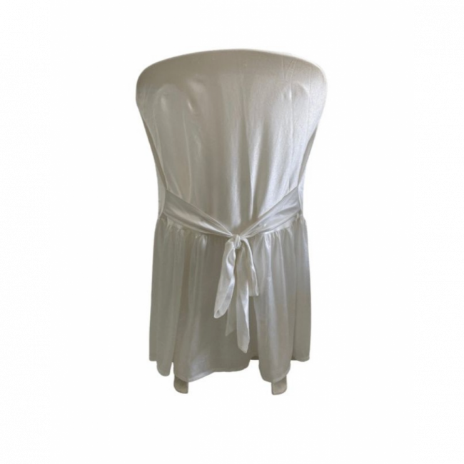 Capa para cadeira plástica sem braço branca com laço (Unidade)