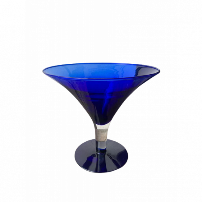 Taça de vidro para sobremesa funil azul