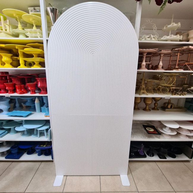 Painel madeira ripado oval branco