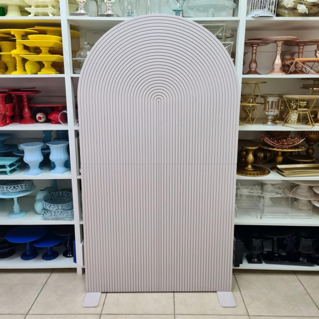 Painel madeira oval ripado nude