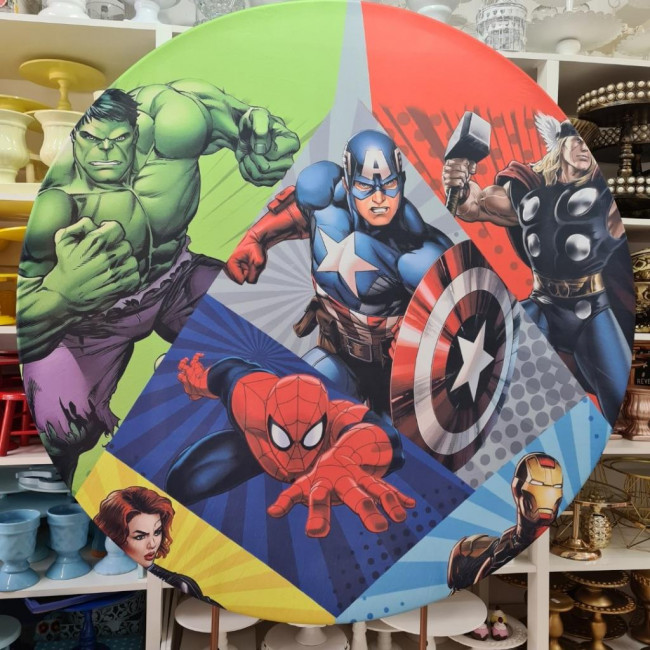 Tecido sublimado p/ painel redondo Vingadores Avengers 1.5m (suporte redondo não incluso)