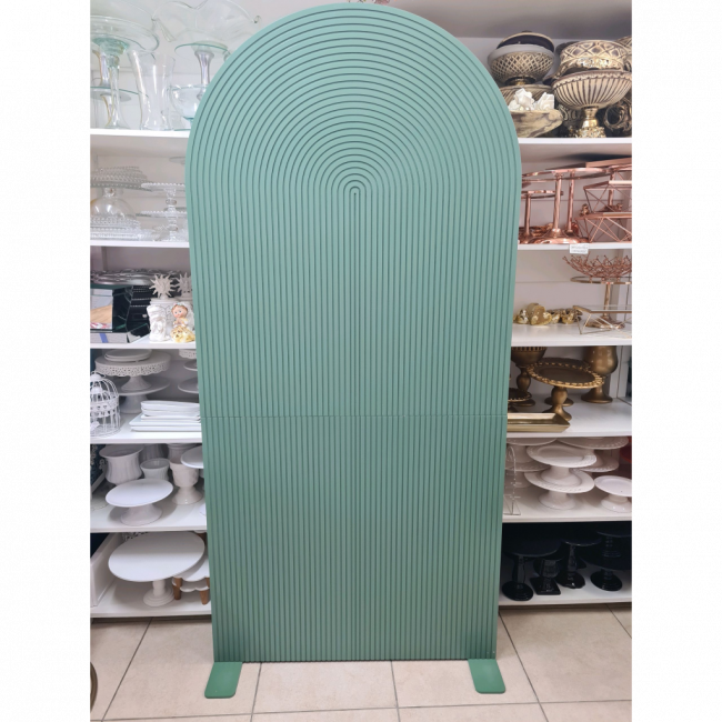 Painel madeira oval ripado verde