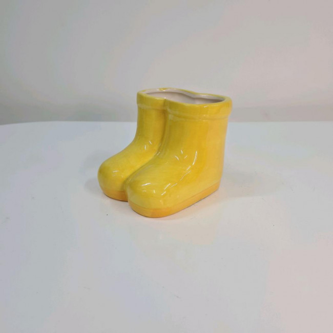 Vaso/piruliteira cerâmica botinha P amarelo