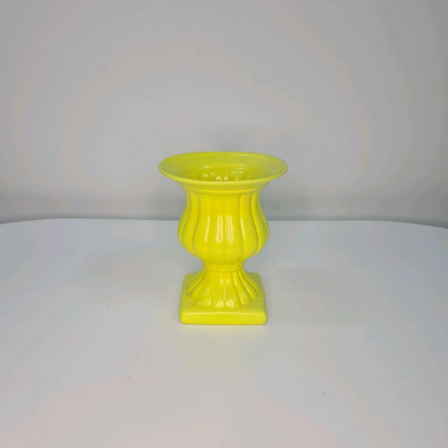 Vaso/piruliteira cerâmica P amarelo neon