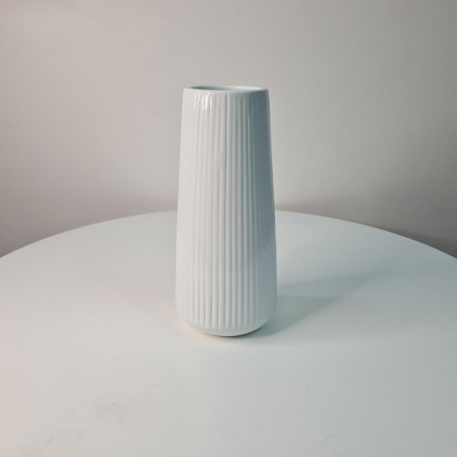 Vaso/piruliteira cerâmica ripado branco