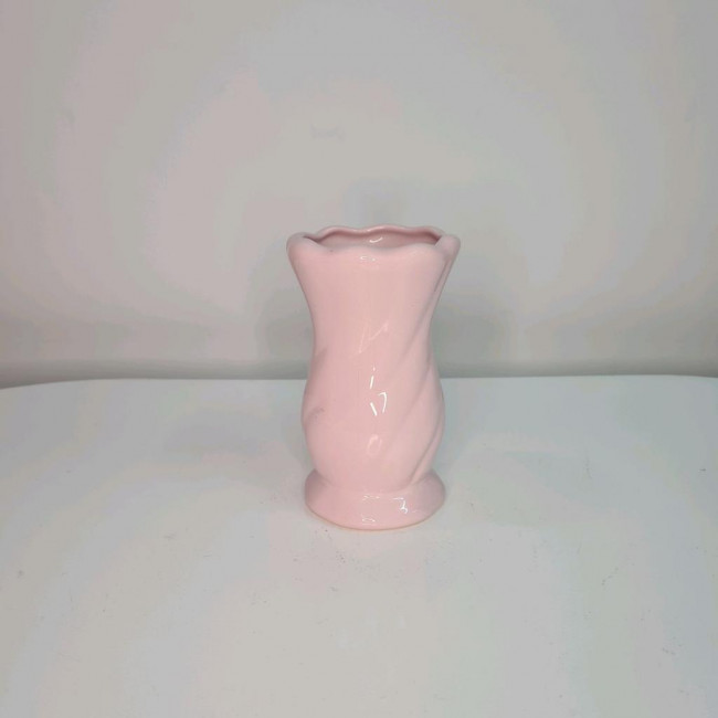 Vaso/piruliteira cerâmica torcida P rosa candy