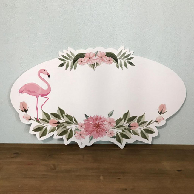 .Flamingo Painel Oval Poliondas p/ Nome 1 - 58cm(A) x 1m (L) PVC