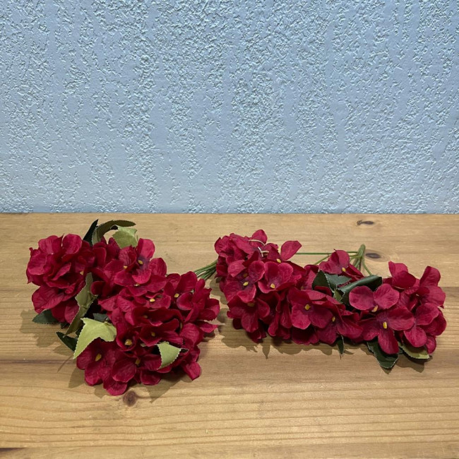 Arranjo Vermelho Hortênsia PP1 - 14cm (D) 2 hastes (par)