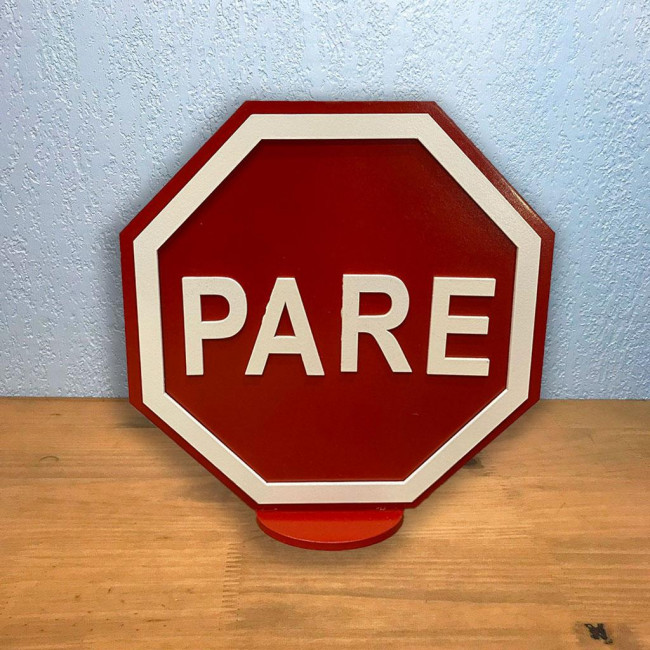 Carros - Placa de Mesa Pare P1 - 29cm (A) x 29cm (L) MDF