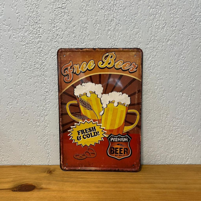 Free Beer - 30cm (A) x 20cm (L) Metal