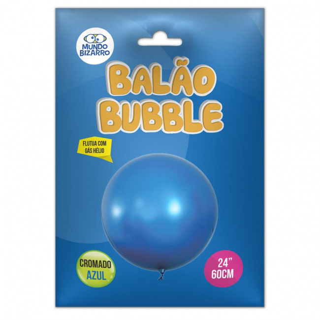 Balão Bubble Cromado Azul 24 Polegadas / 60cm