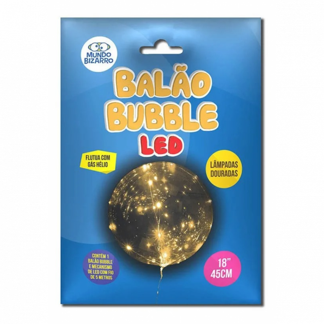 Balão Bubble LED Lâmpadas Douradas 18 Polegadas / 45cm