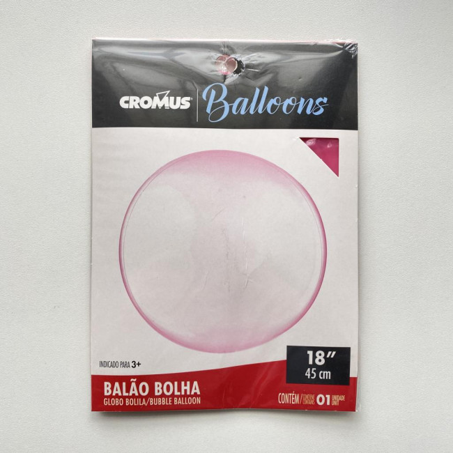 Balão Bubble Rosa Claro 18 Polegadas / 45cm - Cromus