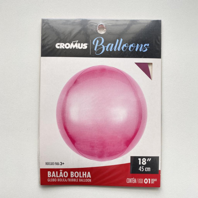 Balão Bubble Rosa Escuro 18 Polegadas / 45cm - Cromus