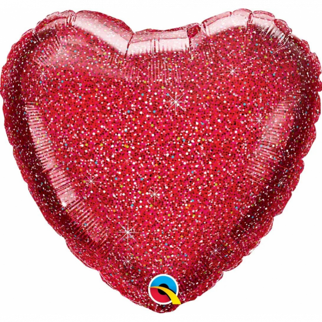 Balão Coração Vermelho Glitter 18 Polegadas / 45cm