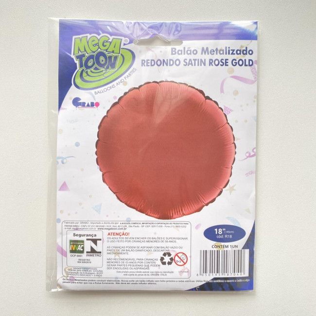 Balão Redondo Rose Gold 18 Polegadas / 45cm