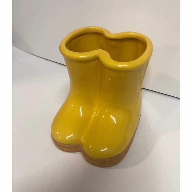 Bota cachepô cerâmica amarelo