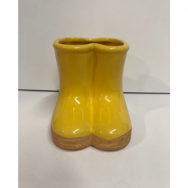 Bota cachepô cerâmica amarelo