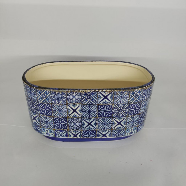 Vaso Oval Azulejo Grego M