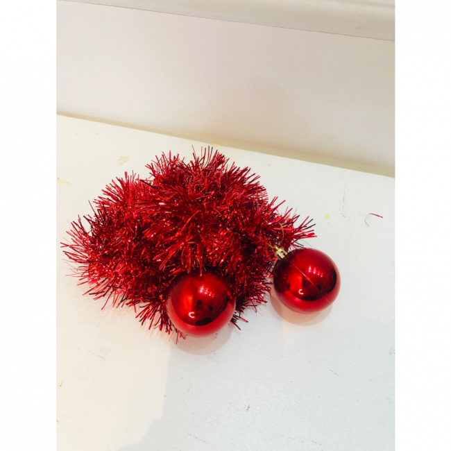 Festão de natal vermelho 2m  com duas bolas