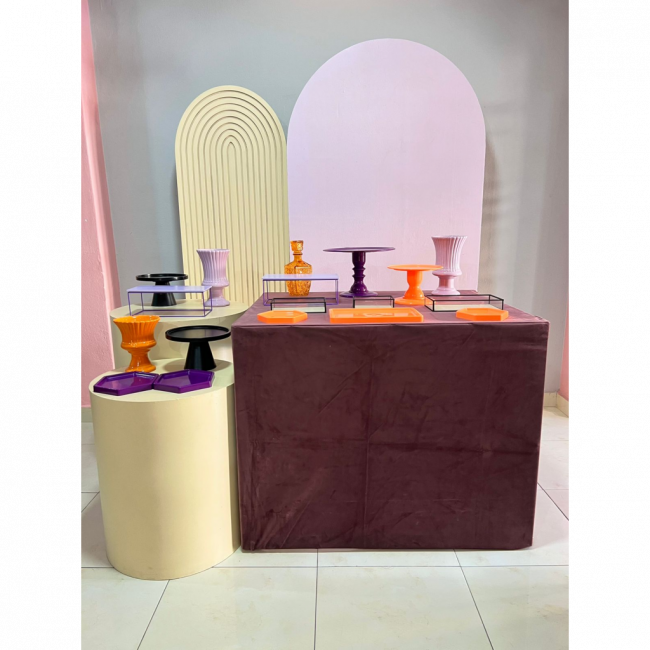 Festa afetiva pronta - Cores Lilás, Roxo, Laranja e Preto