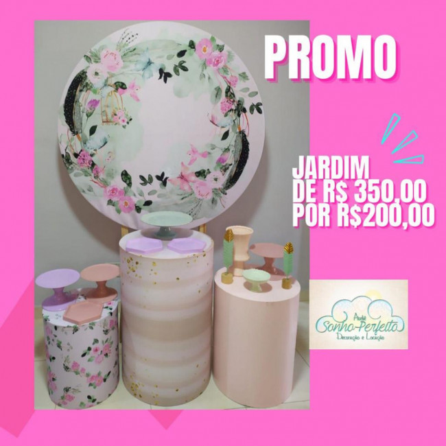 Festa afetiva pronta - Jardim Rosa e Verde