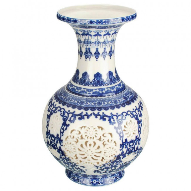 Vaso Azul e Branco - 26,5x11cm