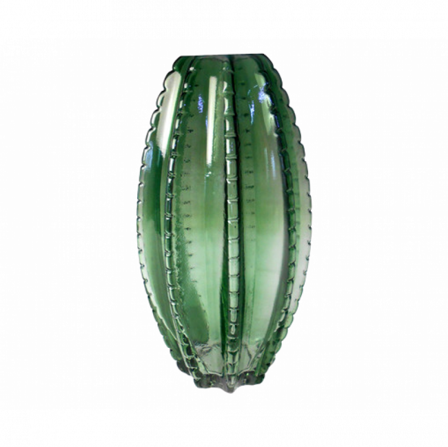 Vaso de Vidro Cactos Verde  12CMX25CM ALT.