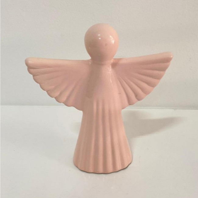Anjo de cerâmica rosa