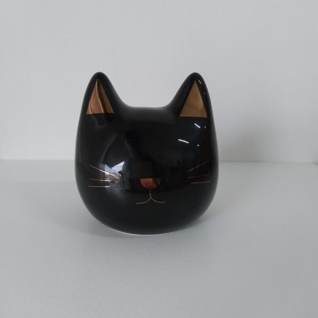 Cabeça Gato Preto com Dourado