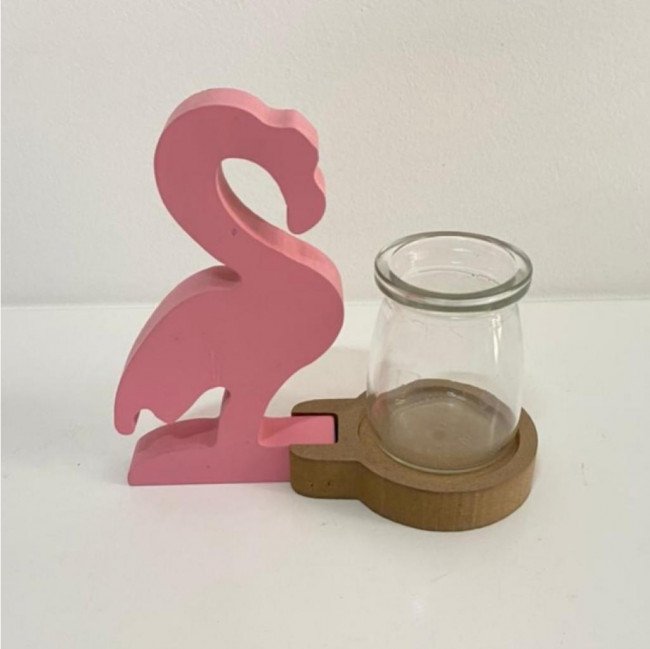 Flamingo mdf com vaso de vidro