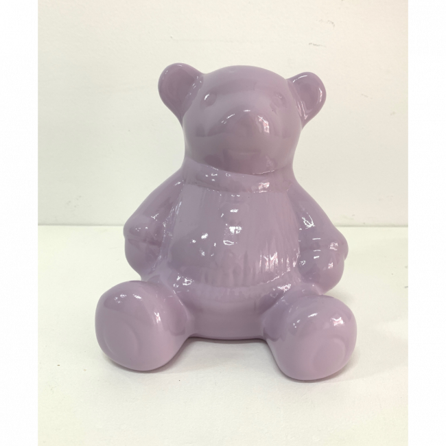 Urso lilás de cerâmica P