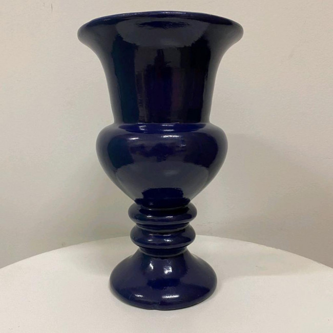 Vaso Azul Bic Boca Grande Cerâmica