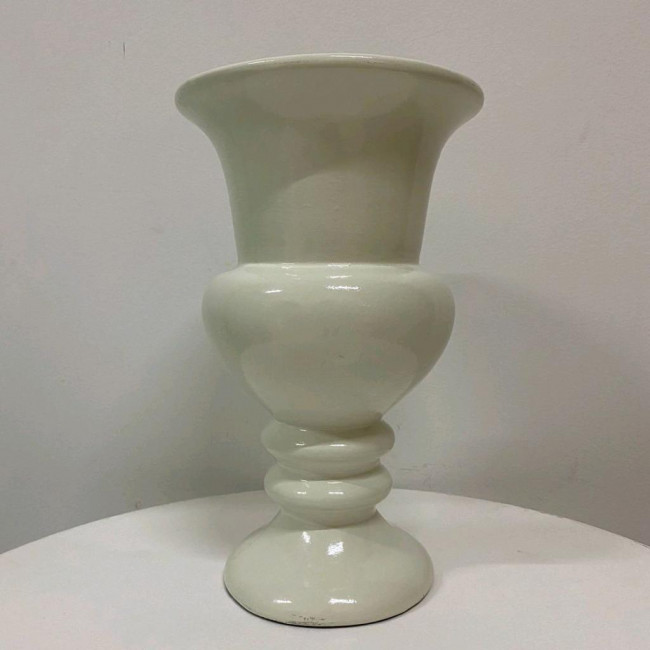 Vaso Branco Boca Grande Cerâmica