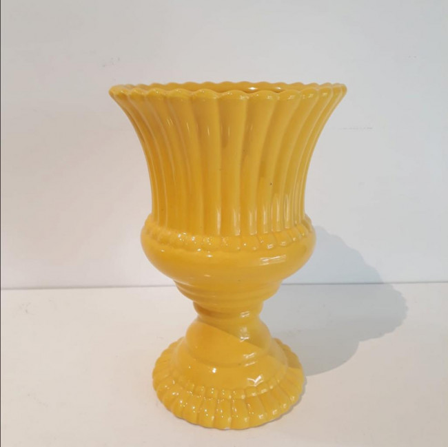 Vaso Amarelo  Boca Grande Cerâmica