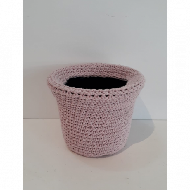 Vaso Rosa de Crochê M