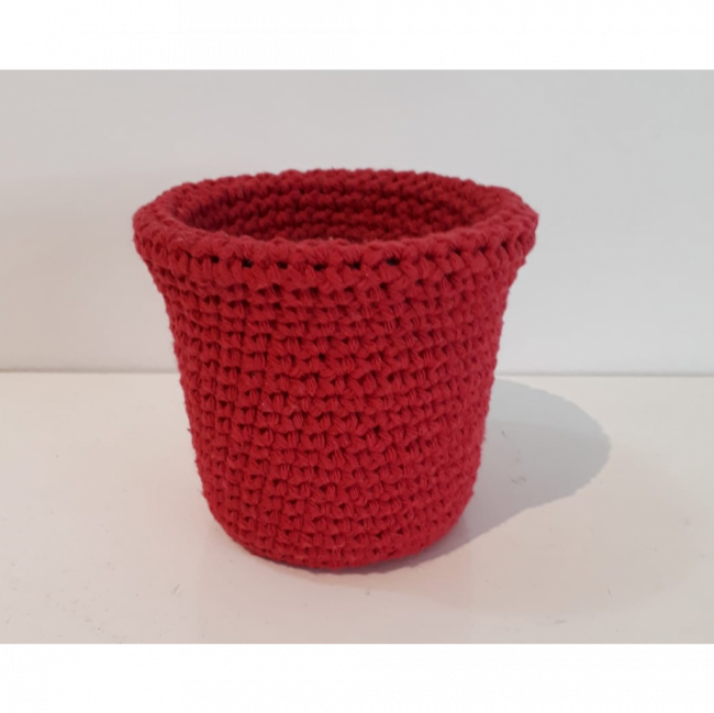 vaso vermelho de crochê p