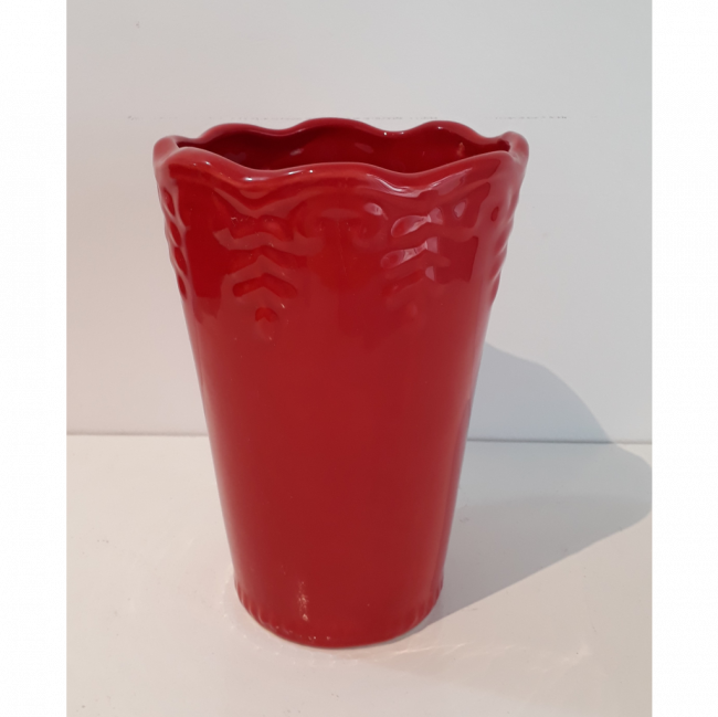 vaso vermelho  de louça  floral