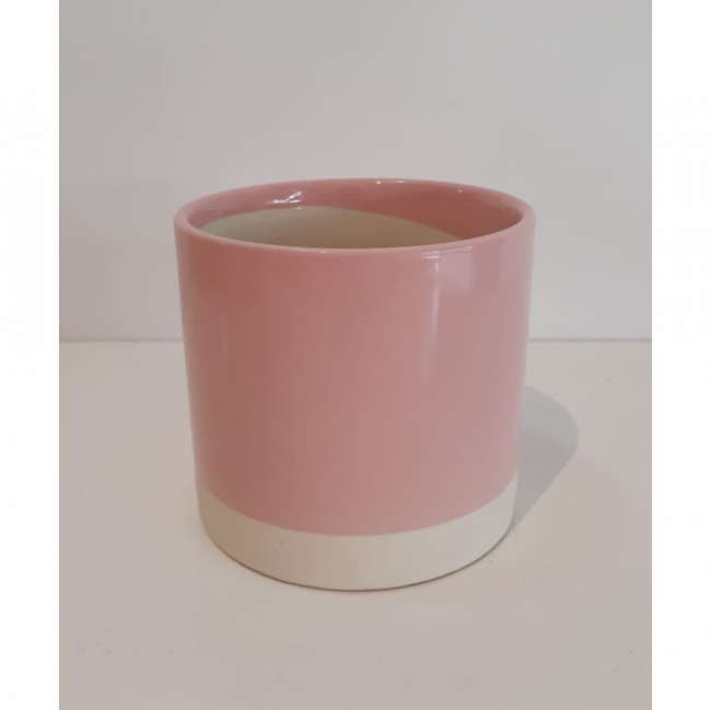 Vaso Rosa Clara com Faixa Branca