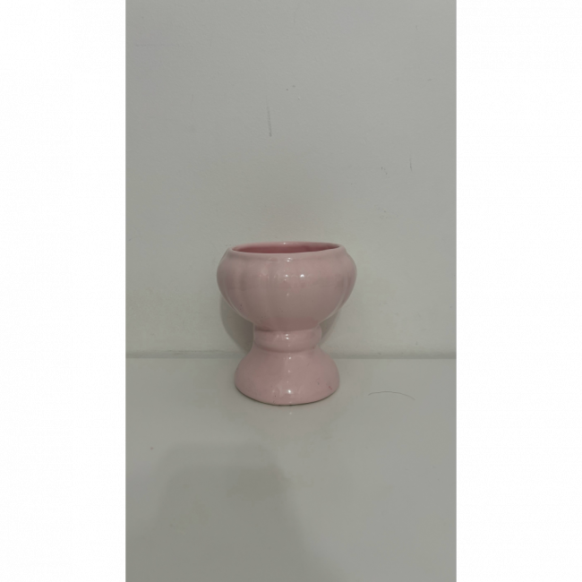 Vaso Taça Rosa Cerâmica