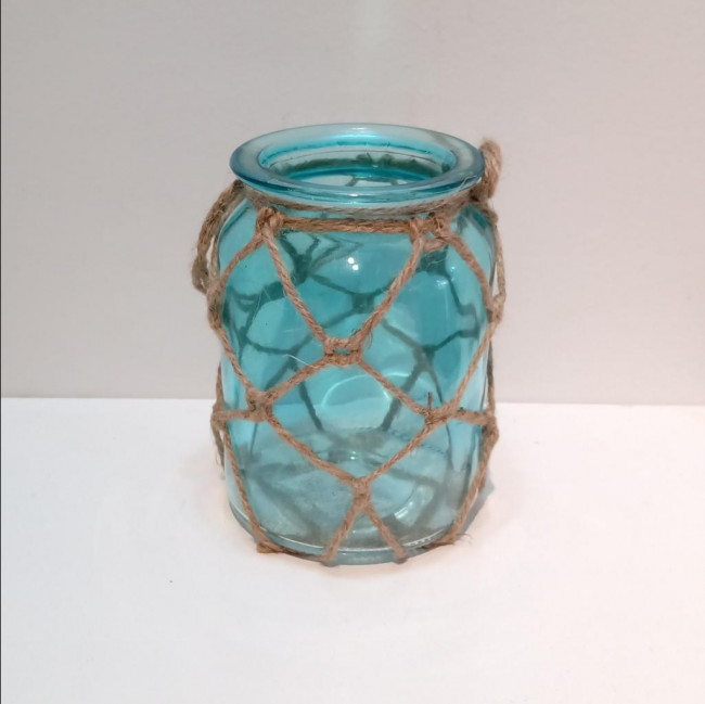 Vaso Azul  com Corda de Vidro