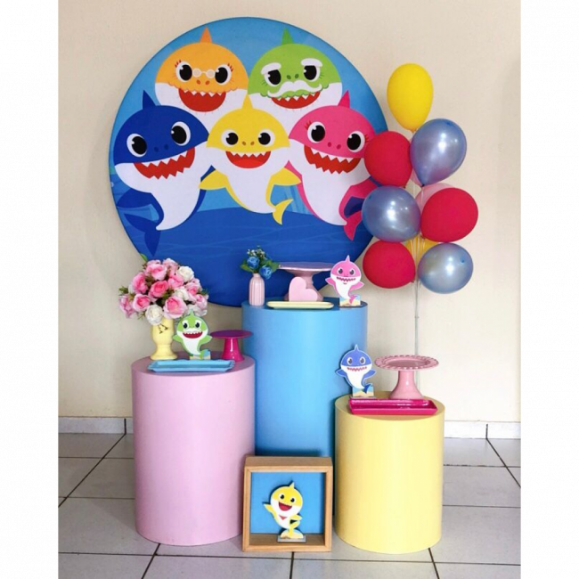 KIT BABY SHARK TRIO DE CILINDROS MENINA