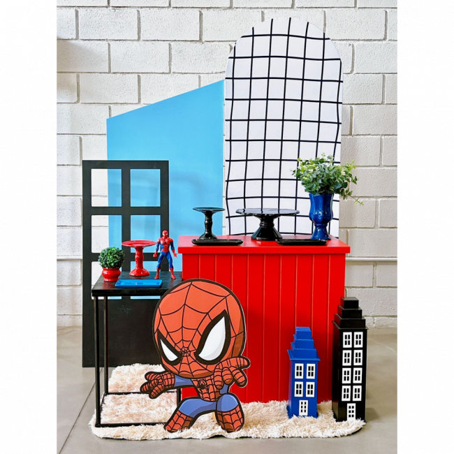 KIT HOMEM ARANHA CUT MESA BALCÃO VERMELHA