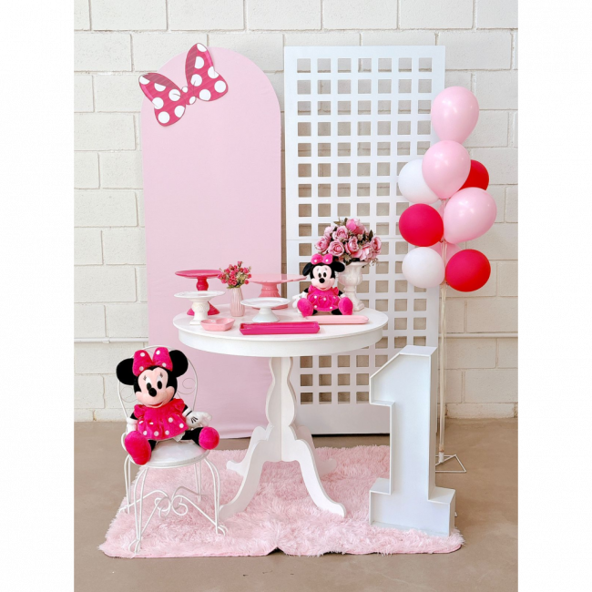 KIT MINNIE ROSA MESA REDONDA BRANCA GG