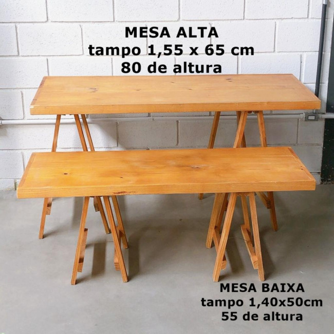 MESA CAVALETE RÚSTICA BAIXA