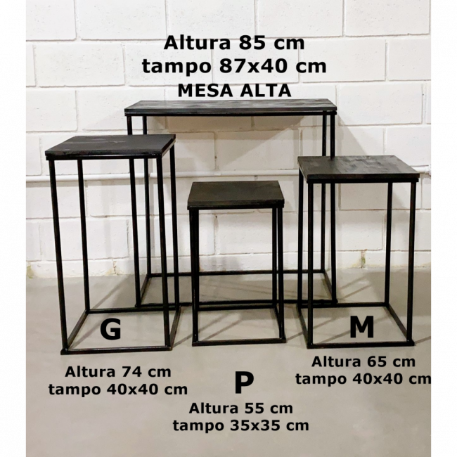 MESA PRETA QUADRADA M