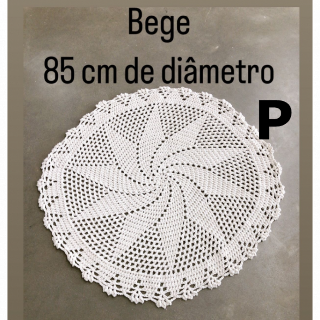 TAPETE BARBANTE BEGE P - 85 cm de diâmetro