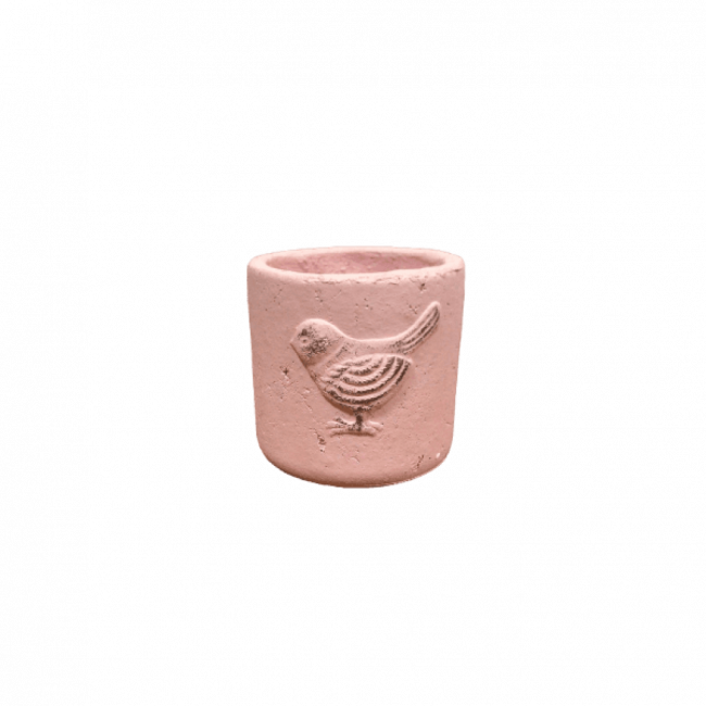 Mini Vaso de Pássaro Rosa Bebê